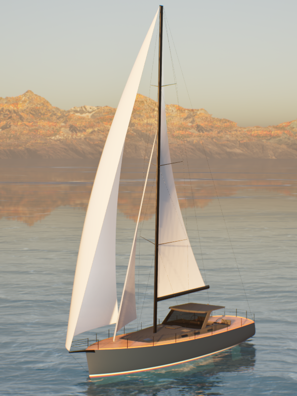 Render of the Carpe Noctem from astern