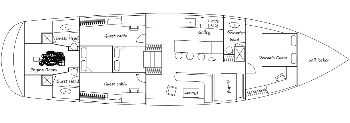 Sailboat interior arrangement